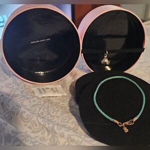 Tous Vermeil Bear Charm Turquoise Chokers Bracelet Cord Gold Pink Gift Box Set